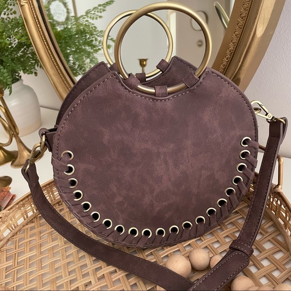 Anthropologie Handbags - NEW Anthropologie Handbag Crossbody purse boho bag Whipstitched Round MARLA Brn